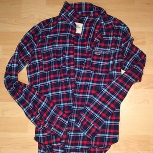 blue, navy and red flannel